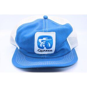 Vintage K-Brand Quaker Blue & White Trucker Hat Mesh Snapback